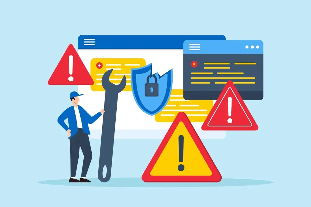 Flat,illustration,of,it,professional,fixing,data,breach,alert,on
